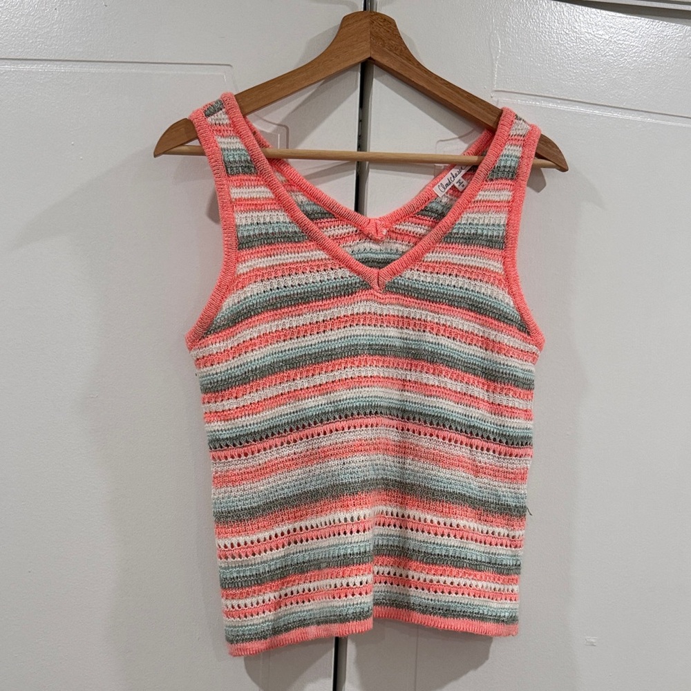 Cloud Chaser Pink and Gray Striped Tank Top